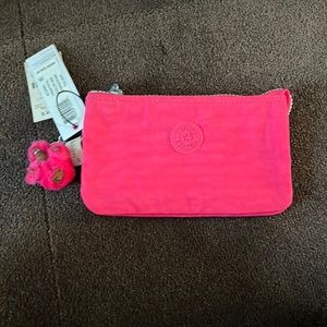 Kipling hot pink change purse 3 section new with tags
